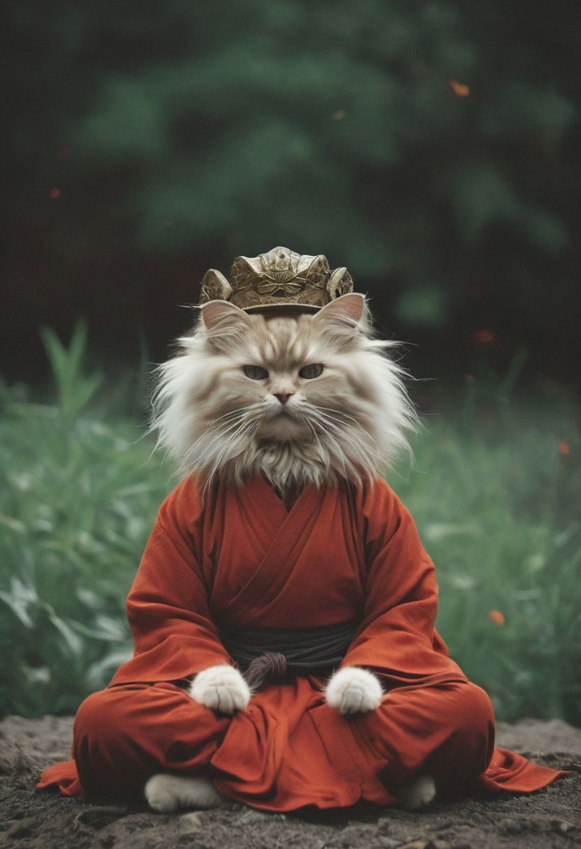AI绘画StableDiffusion带信息样图（civitai.com站精选）-打坐冥想的猫