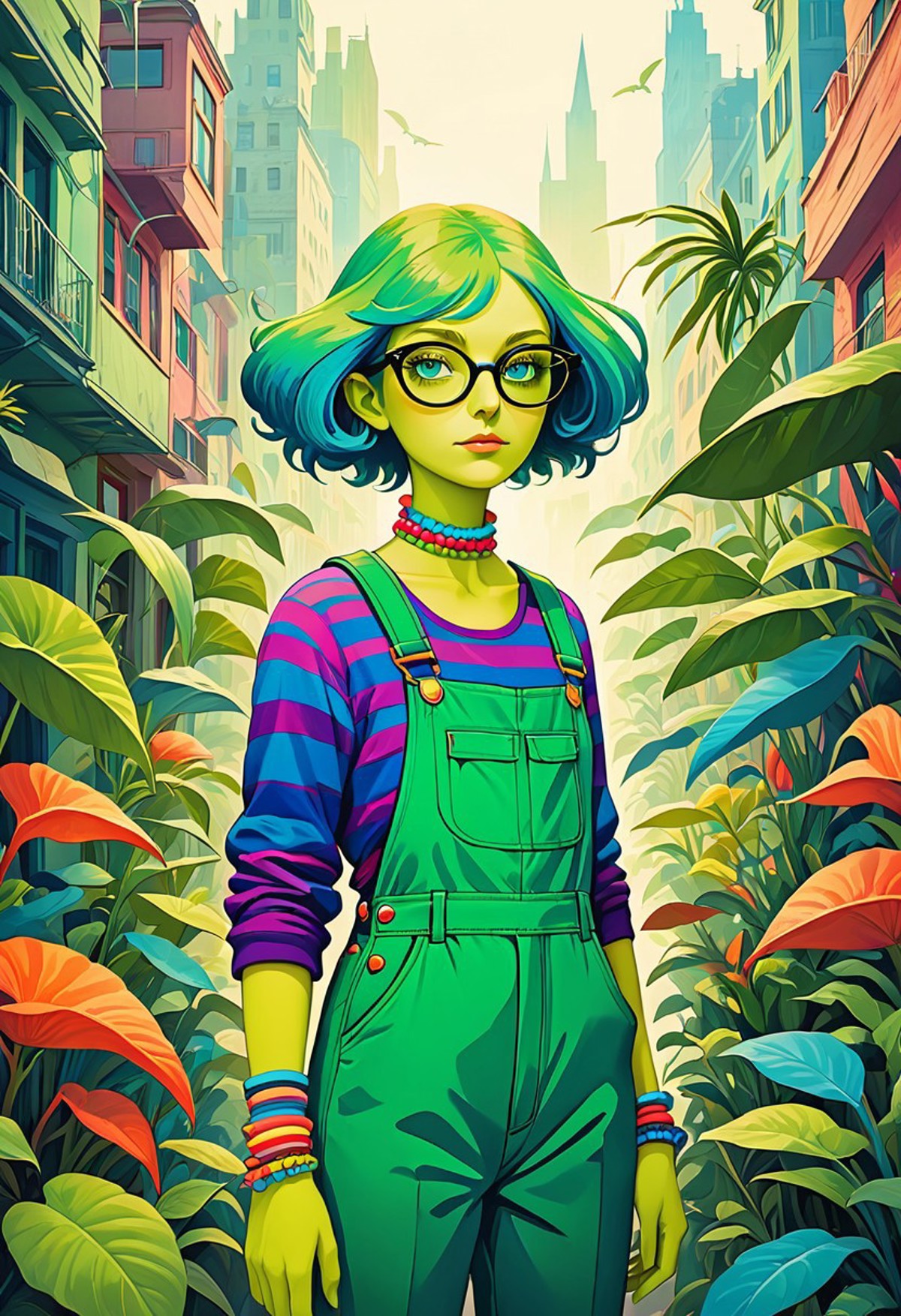 AI绘画StableDiffusion带信息样图（civitai.com站精选）-绿色的少女