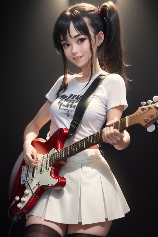AI绘画StableDiffusion带信息样图（civitai.com站精选）-弹电吉他的少女