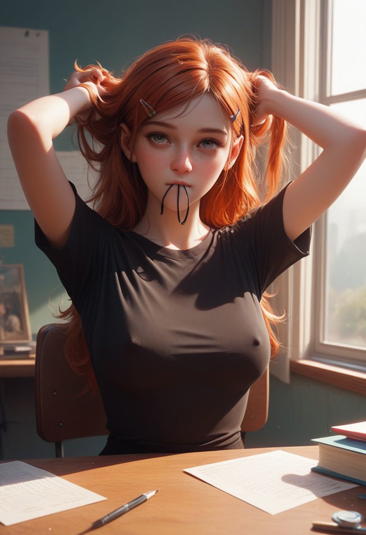 AI绘画StableDiffusion带信息样图（civitai.com站精选）-扎头发的少女