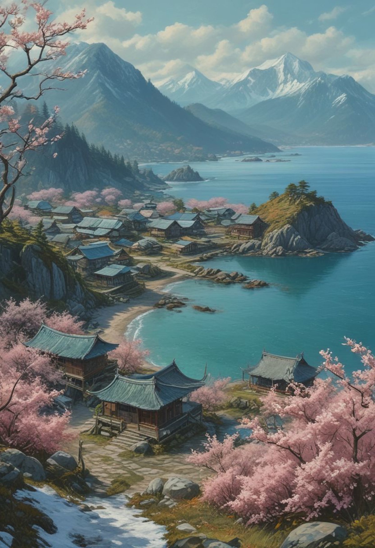 AI绘画StableDiffusion带信息样图（civitai.com站精选）-海边的小村子