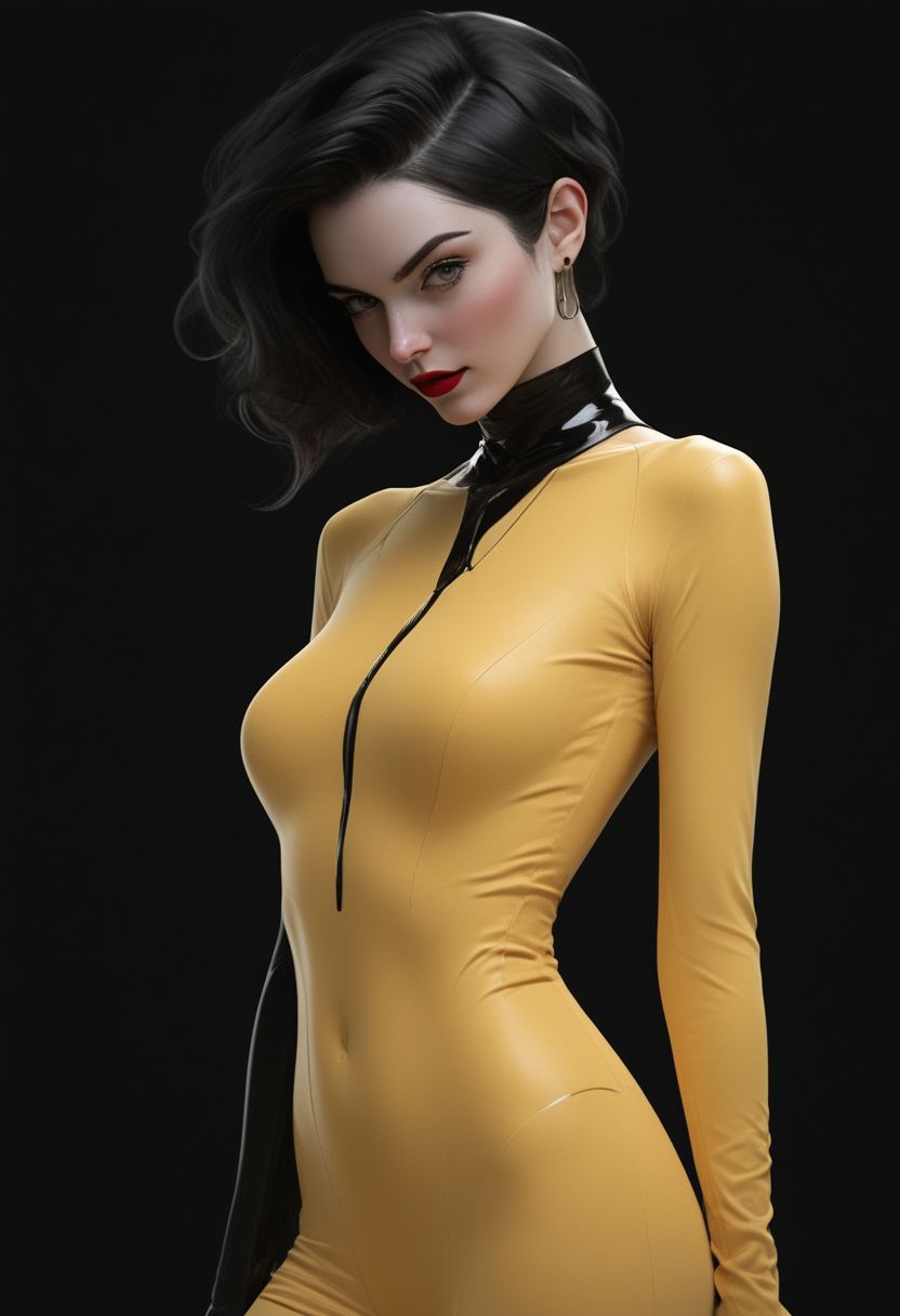 AI绘画StableDiffusion带信息样图（civitai.com站精选）-黄色紧身衣女郎
