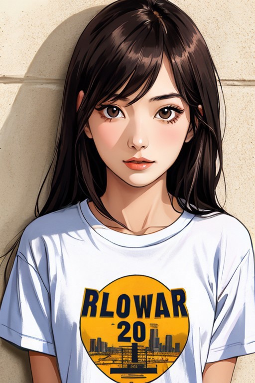 AI绘画StableDiffusion带信息样图（civitai.com站精选）-T恤少女