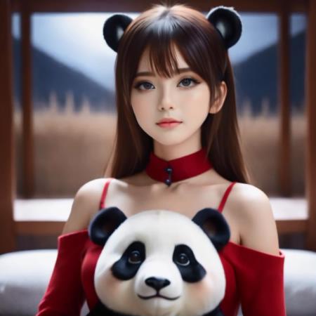 AI视频StableDiffusion带信息样图（civitai.com站精选）-抱着大熊猫的少女短视频