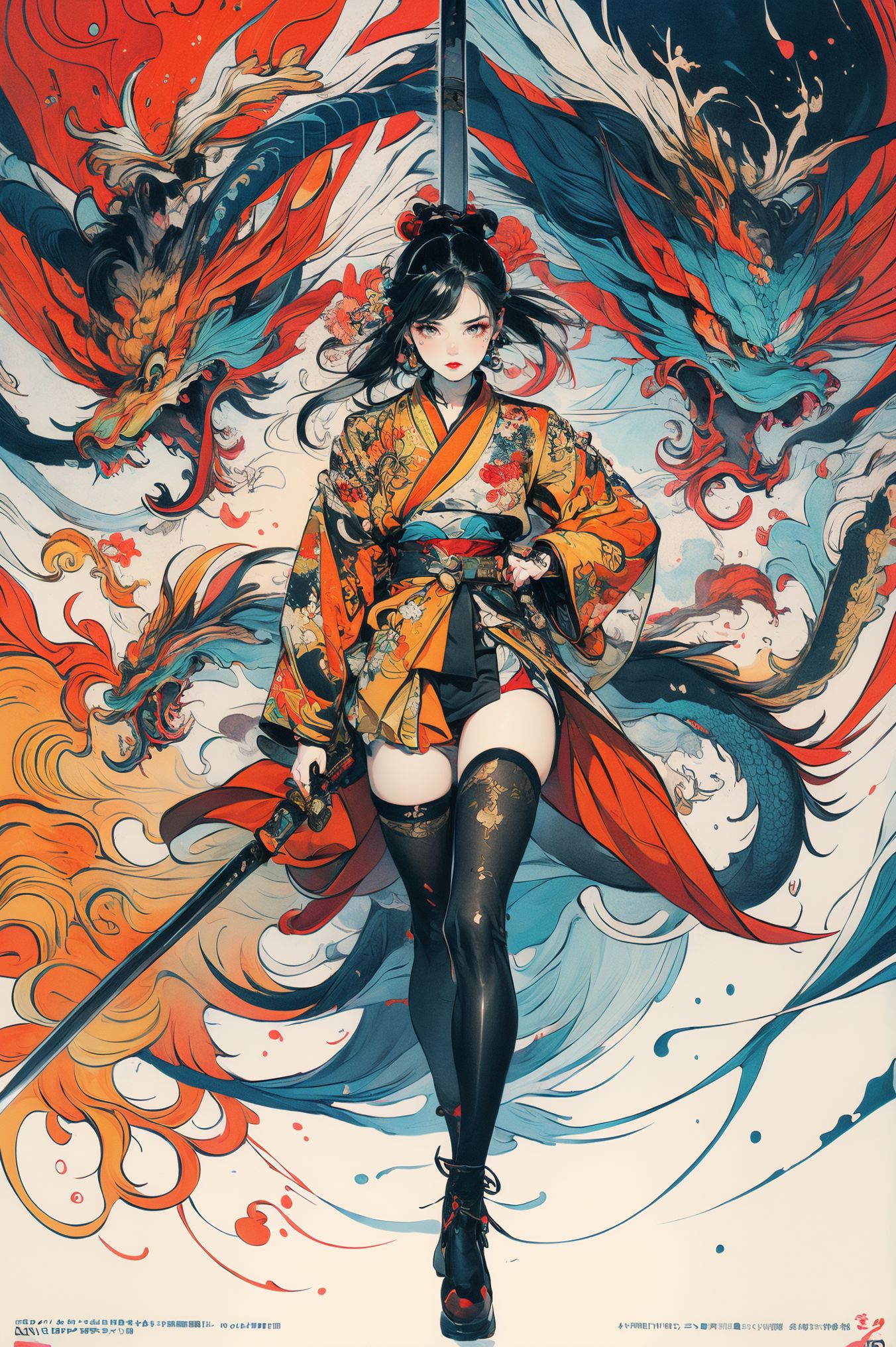 AI绘画StableDiffusion带信息样图（civitai.com网站精选）-新国潮龙与少女