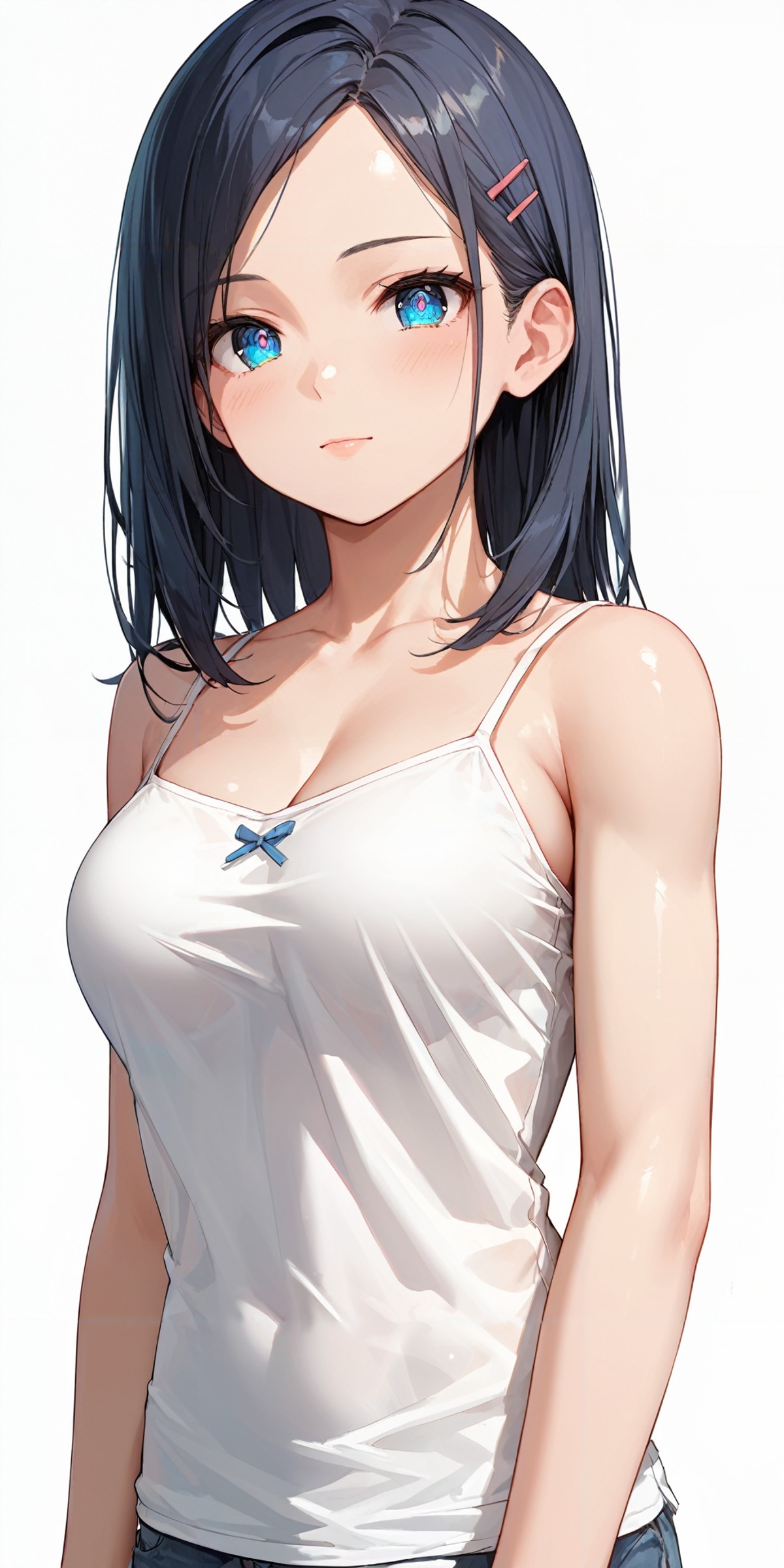 AI绘画StableDiffusion带信息样图（civitai.com网站精选）-穿白色小吊带的动漫少女