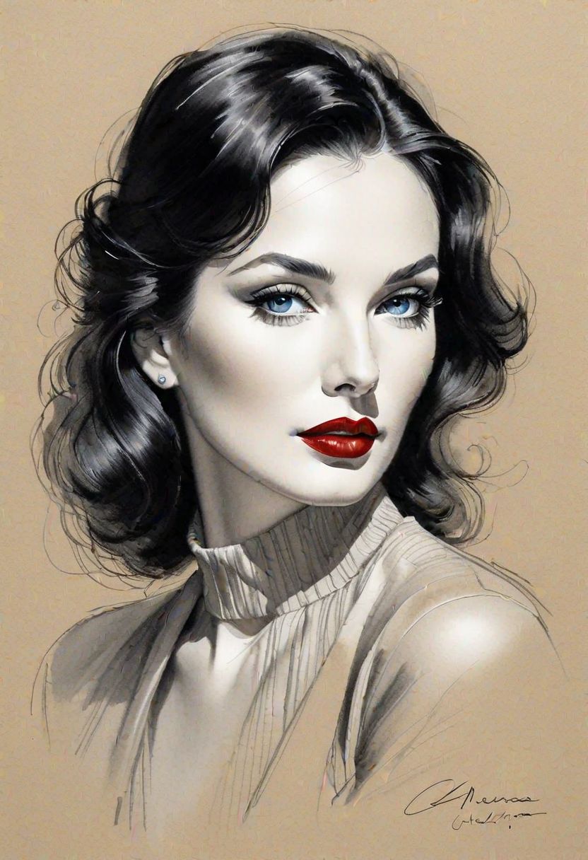 AI绘画StableDiffusion带信息样图（civitai.com网站精选）-美艳少妇手绘画