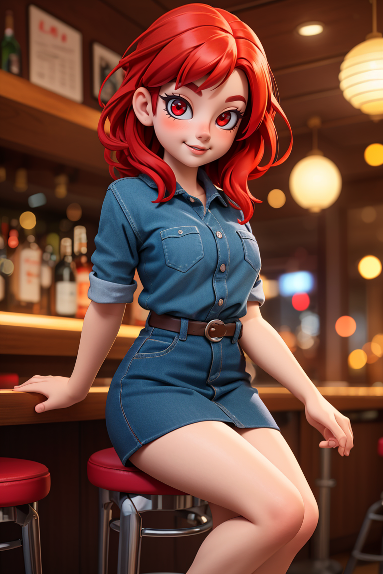 AI绘画StableDiffusion带信息样图（civitai.com网站精选）-牛仔套裙动漫少女