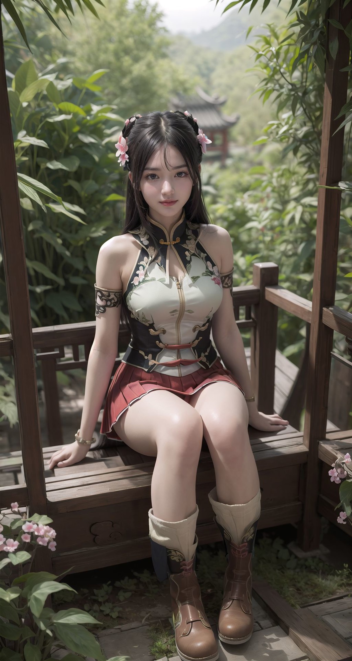 AI绘画StableDiffusion带信息样图（civitai.com站精选）-走廊上的新中式汉服少女