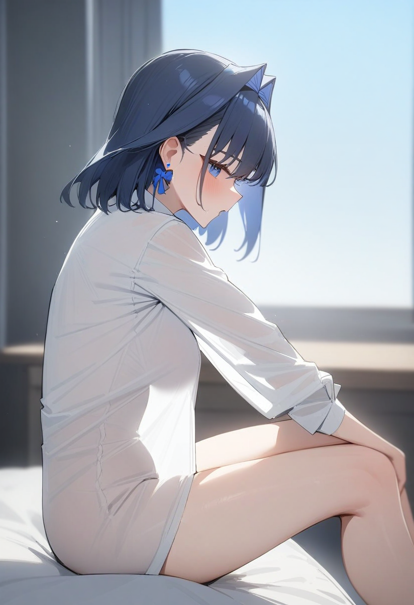 AI绘画StableDiffusion带信息样图（civitai.com站精选）-坐在窗边的白衣动漫少女