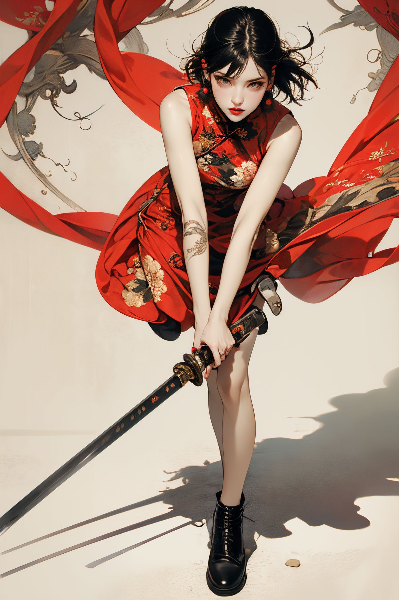AI绘画StableDiffusion带信息样图（civitai.com站精选）-持剑的红衣少女