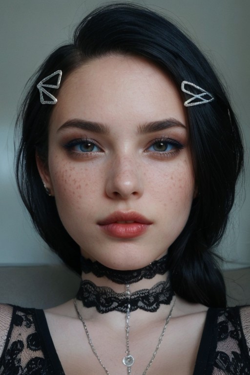 AI绘画StableDiffusion带信息样图（civitai.com站精选）-戴发卡的雀斑女孩