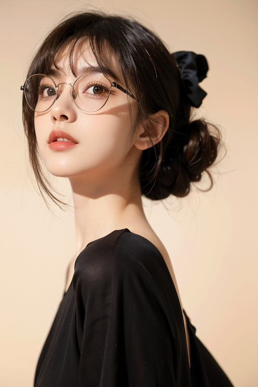 AI绘画StableDiffusion带信息样图（civitai.com站精选）-穿黑衣的眼镜妹子