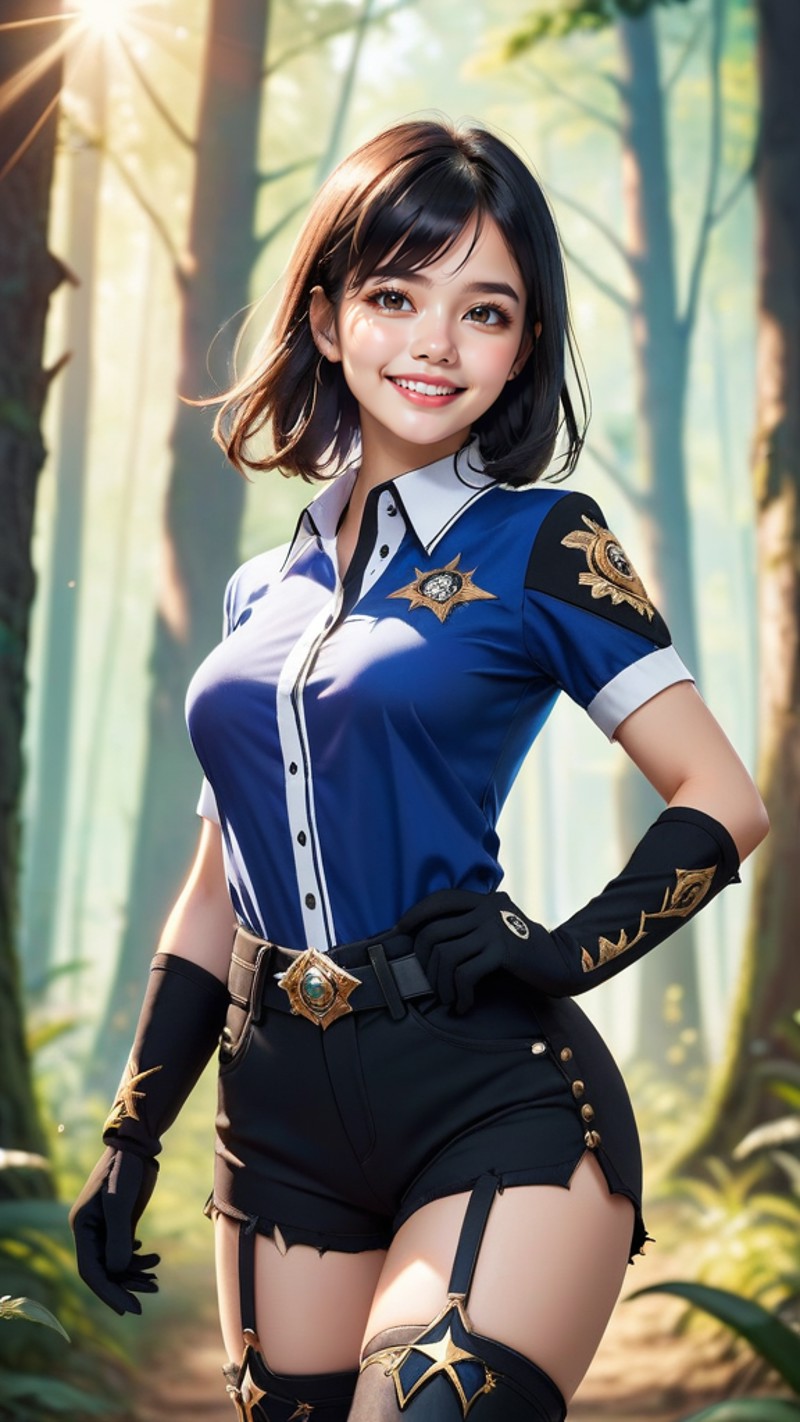 AI绘画StableDiffusion带信息样图（civitai.com站精选）-森林中的制服少女