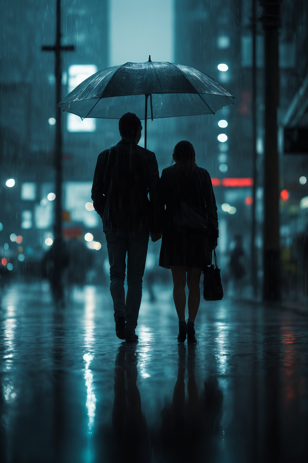 AI绘画StableDiffusion带信息样图（civitai.com站精选）-夜晚雨天下的一对情侣