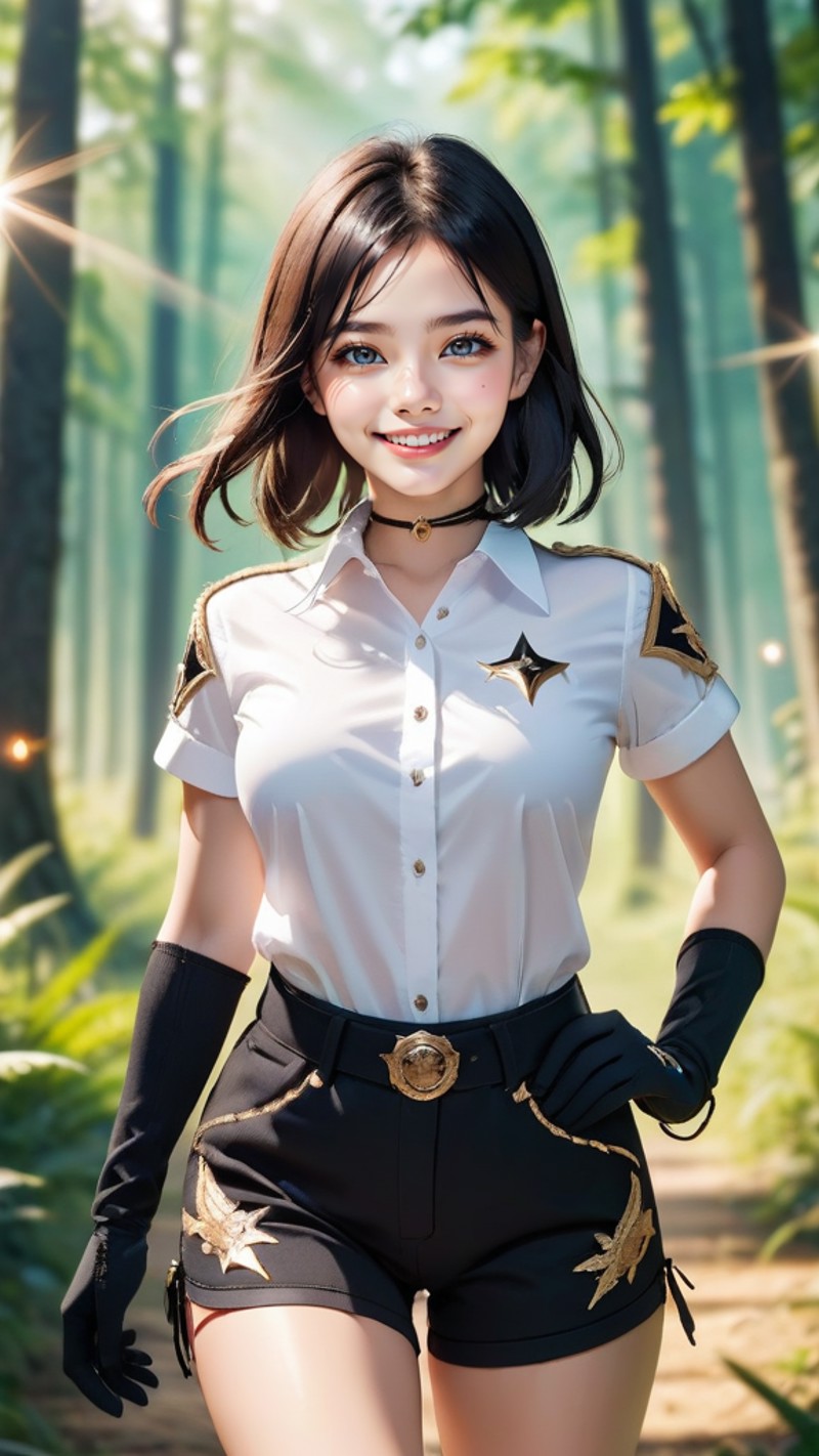 AI绘画StableDiffusion带信息样图（civitai.com站精选）-森林中的制服少女