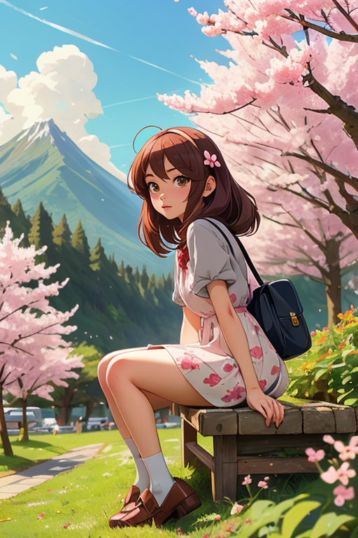 AI绘画StableDiffusion带信息样图（civitai.com站精选）-樱花树下的女孩