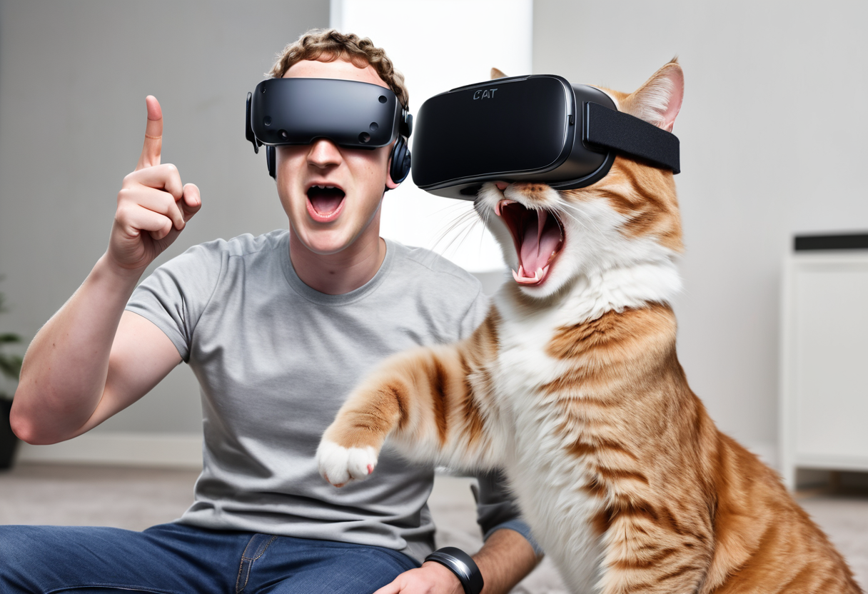 AI绘画StableDiffusion带信息样图（civitai.com站精选）-看VR的猫咪和扎克伯格