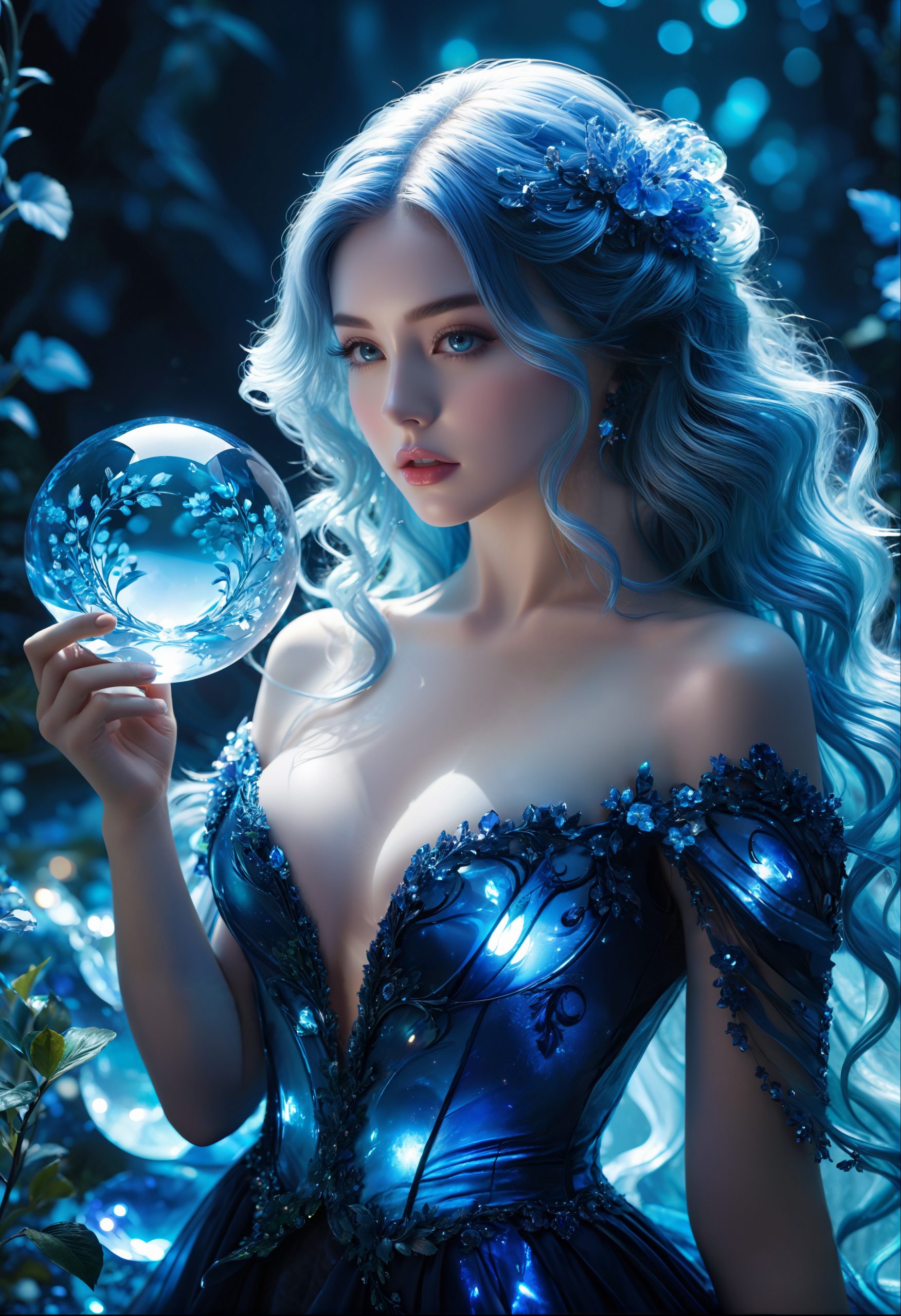 AI绘画StableDiffusion带信息样图（civitai.com站精选）-蓝发少女