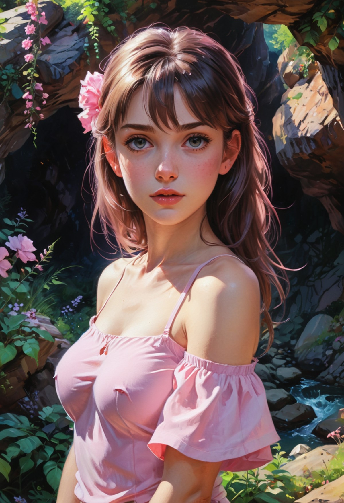 AI绘画StableDiffusion带信息样图（civitai.com站精选）-粉色连衣裙少女