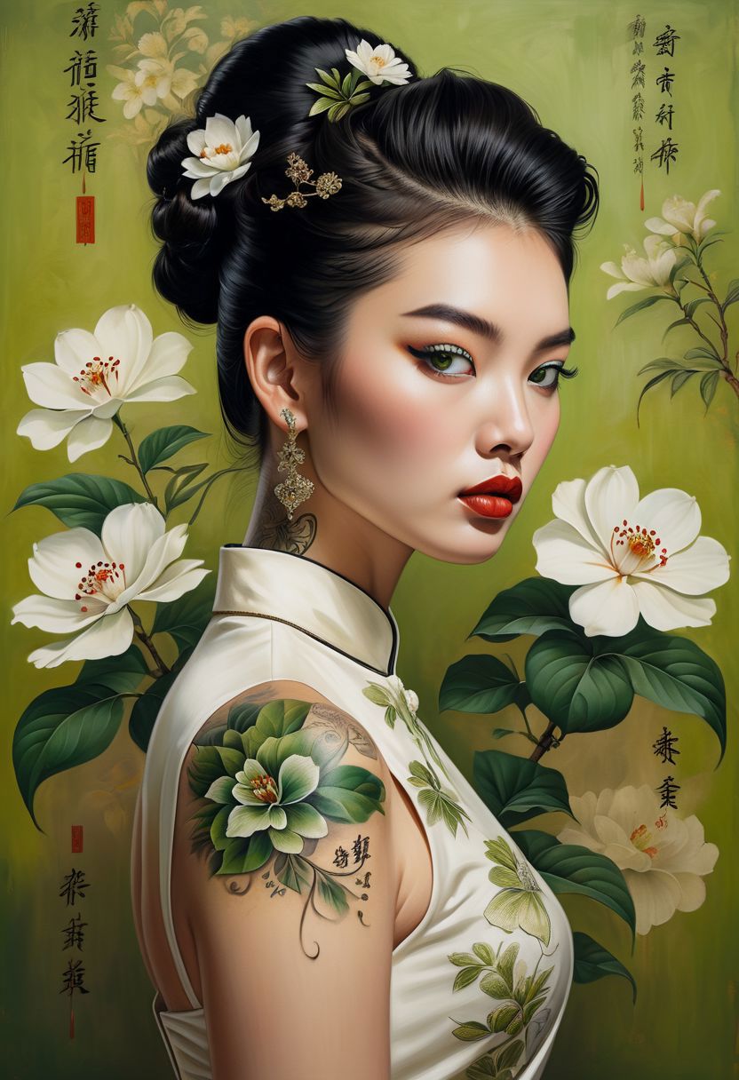 AI绘画StableDiffusion带信息样图（civitai.com站精选）-中式纹身美女