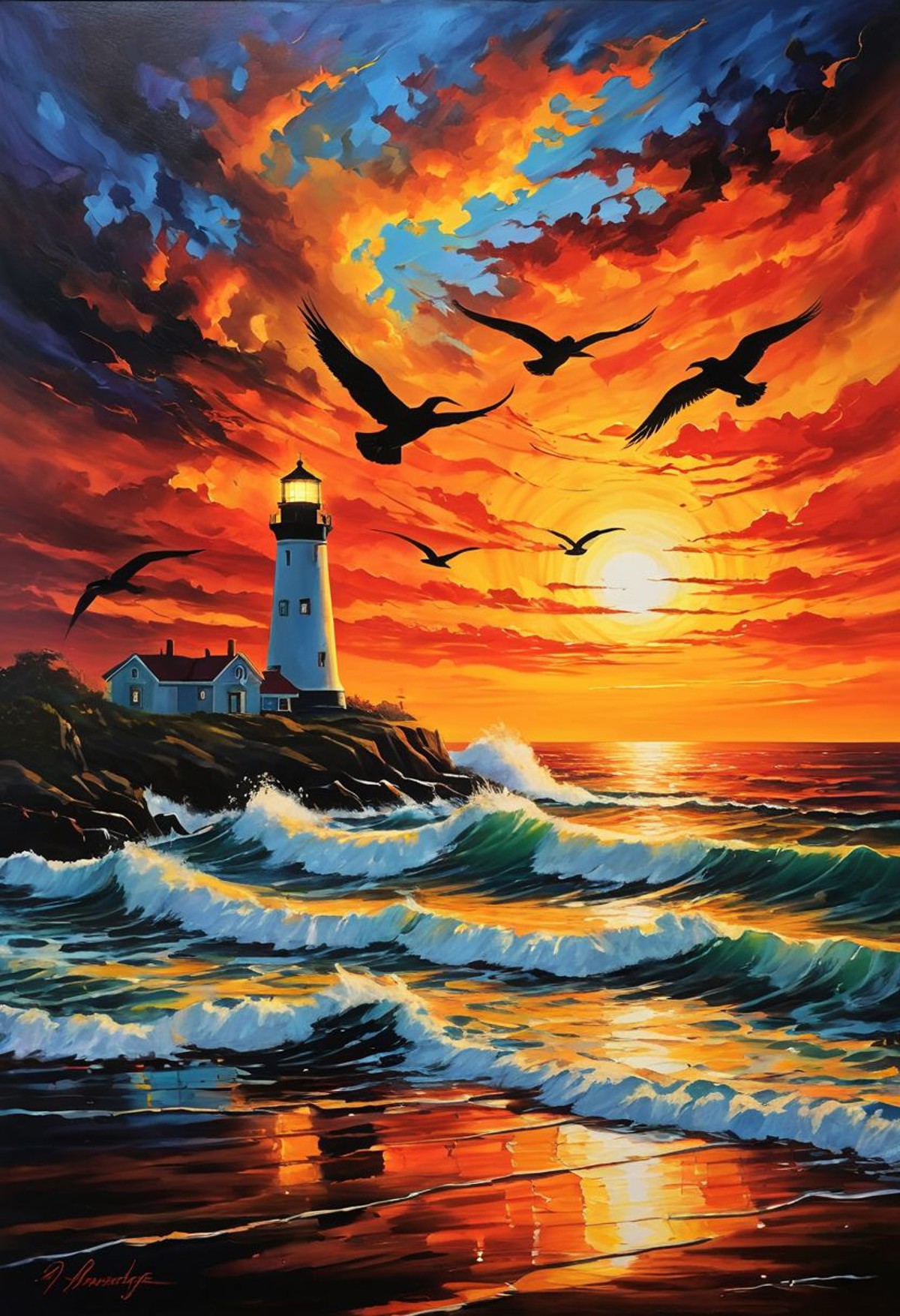 AI绘画StableDiffusion带信息样图（civitai.com站精选）-夕阳下的灯塔