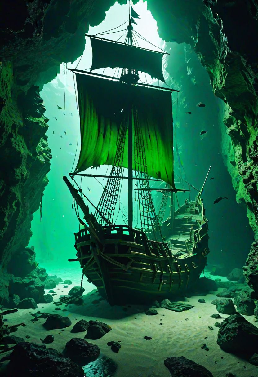 AI绘画StableDiffusion带信息样图（civitai.com站精选）-深海洞穴中的沉船