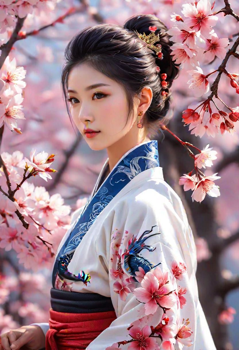 AI绘画StableDiffusion带信息样图（civitai.com站精选）-樱花树下的和服女人