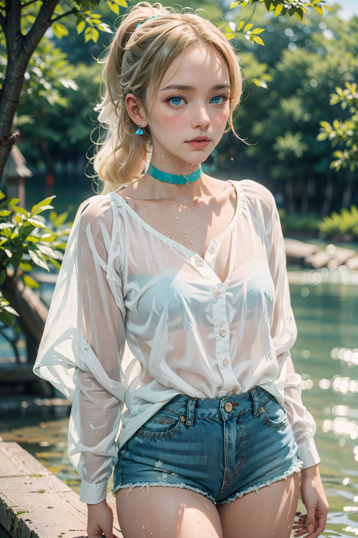 AI绘画StableDiffusion带信息样图（civitai.com站精选）-穿着牛仔热裤的少女