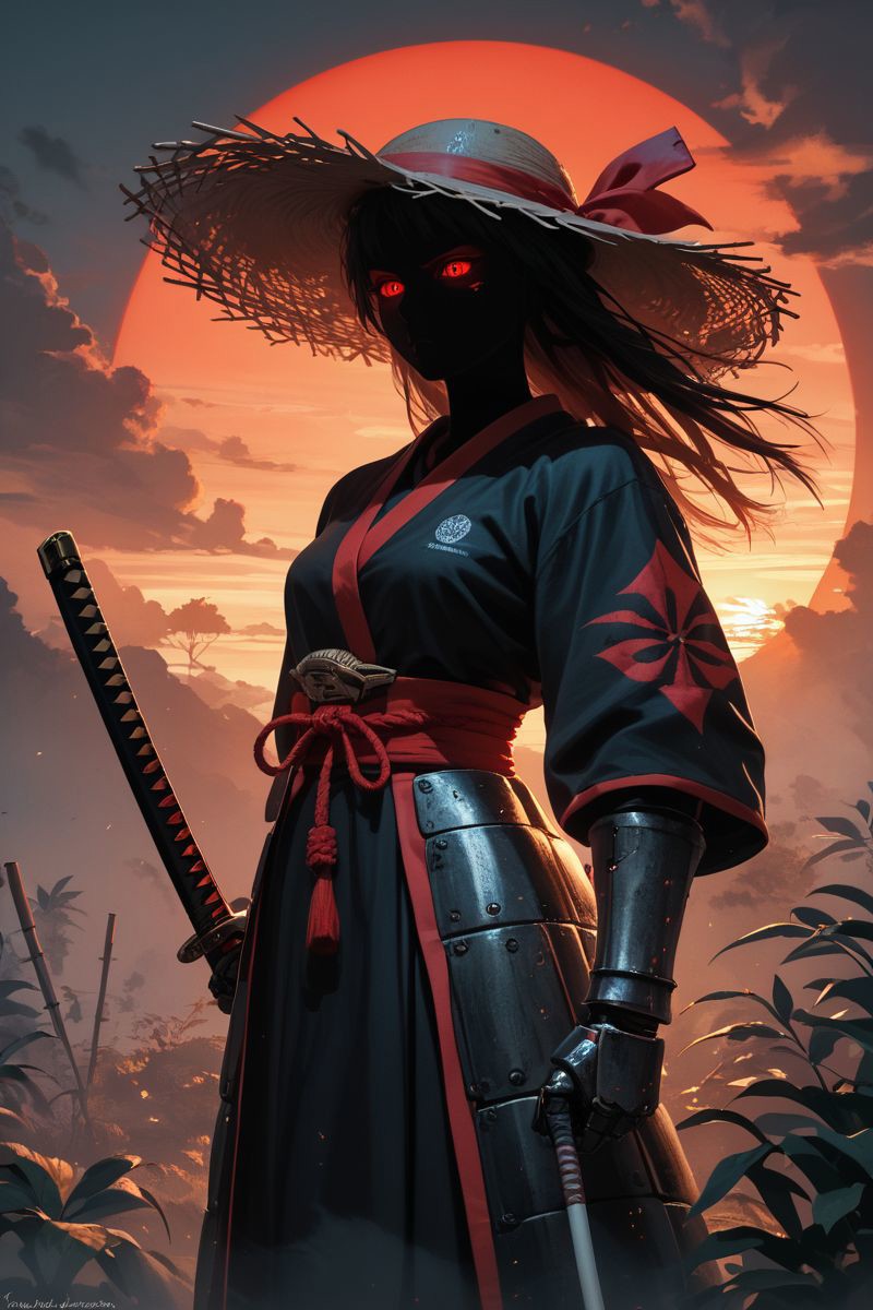 AI绘画StableDiffusion带信息样图（civitai.com站精选）-草帽黑面女武士