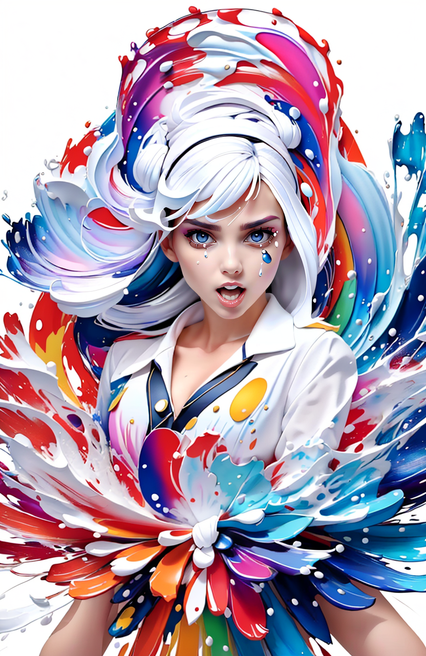 AI绘画StableDiffusion带信息样图（civitai.com站精选）-水彩白发女