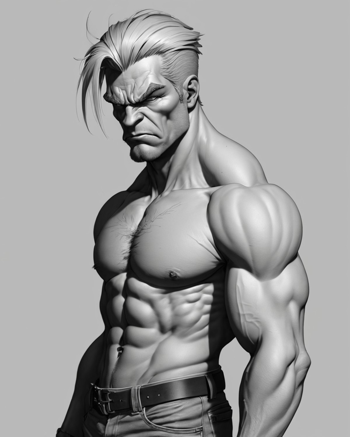 AI绘画StableDiffusion带信息样图（civitai.com站精选）-黑白漫画肌肉男