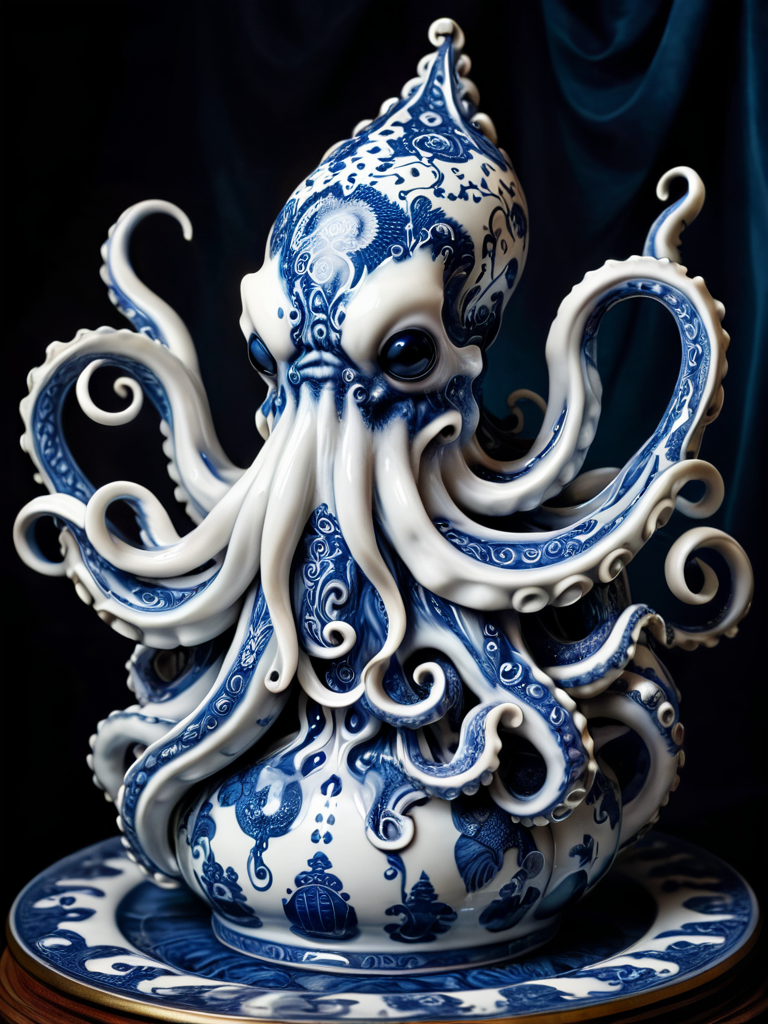 AI绘画StableDiffusion带信息样图（civitai.com站精选）-陶瓷鱿鱼瓶