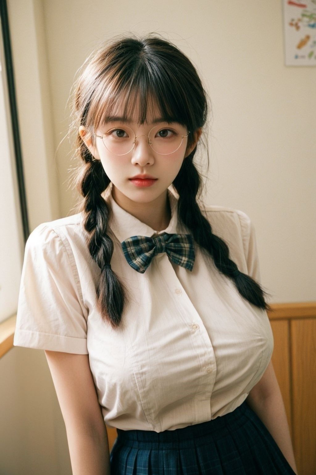 AI绘画StableDiffusion带信息样图（civitai.com站精选）-大胸眼镜妹