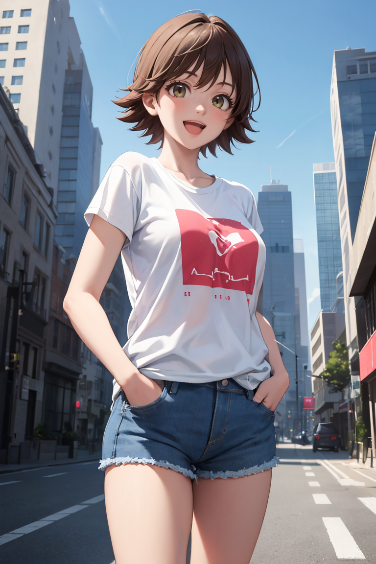 AI绘画StableDiffusion带信息样图（civitai.com站精选）-白T恤短裤女孩