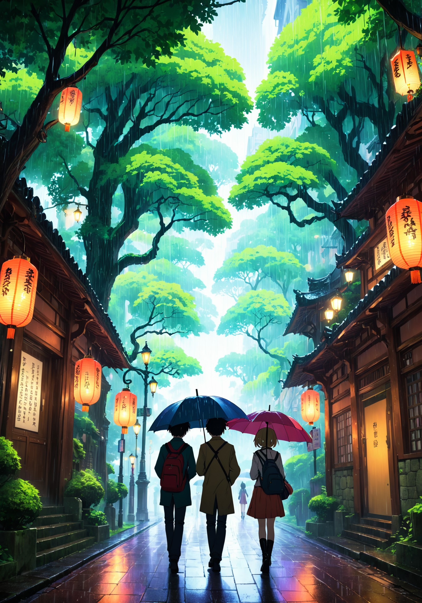 AI绘画StableDiffusion带信息样图（civitai.com站精选）-三个打伞的少年