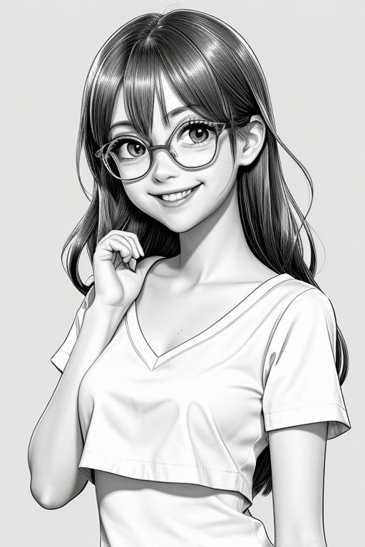 AI绘画StableDiffusion带信息样图（civitai.com网站精选）-戴眼镜的少女手绘画