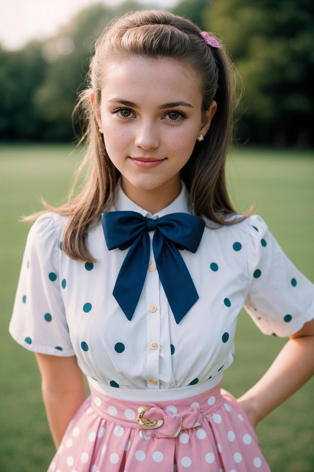 AI绘画StableDiffusion带信息样图（civitai.com网站精选）-穿白色波点上衣的少女