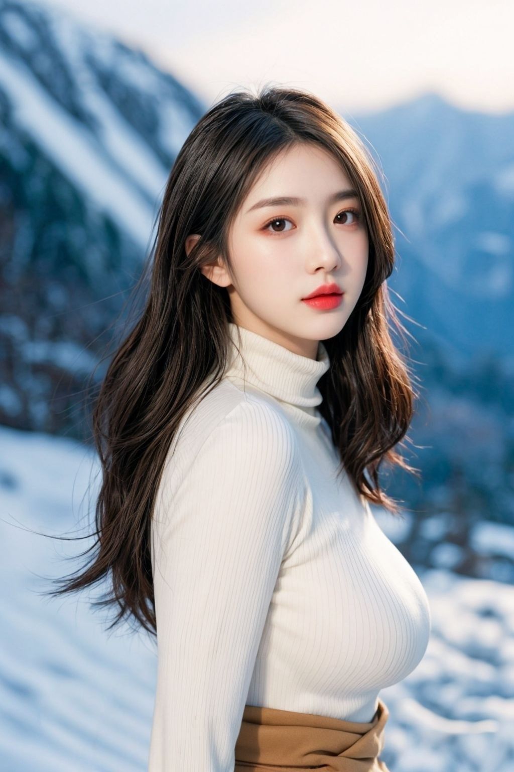 AI绘画StableDiffusion带信息样图（civitai.com网站精选）-雪山前的少女