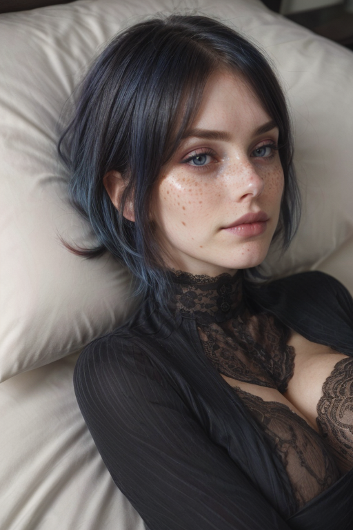 AI绘画StableDiffusion带信息样图（civitai.com网站精选）-躺在床上的苗条少女
