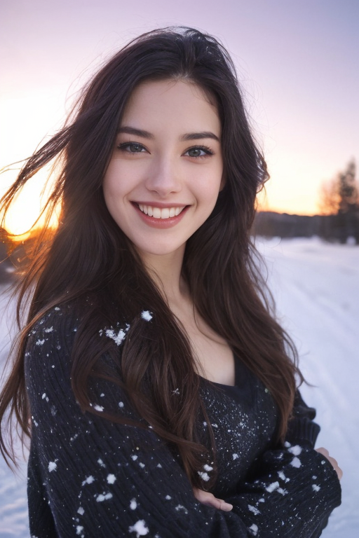 AI绘画StableDiffusion带信息样图（civitai.com网站精选）-雪地少妇