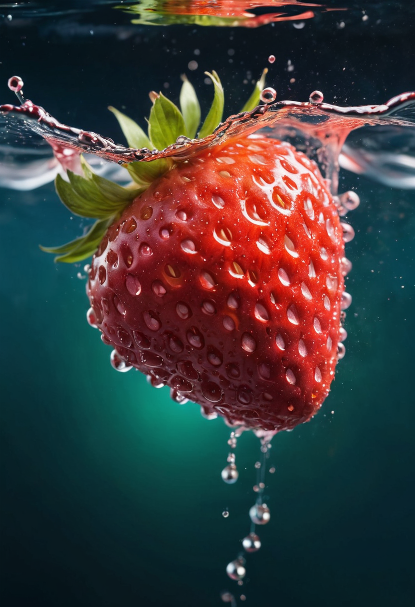 AI绘画StableDiffusion带信息样图（civitai.com网站精选）-水中的草莓