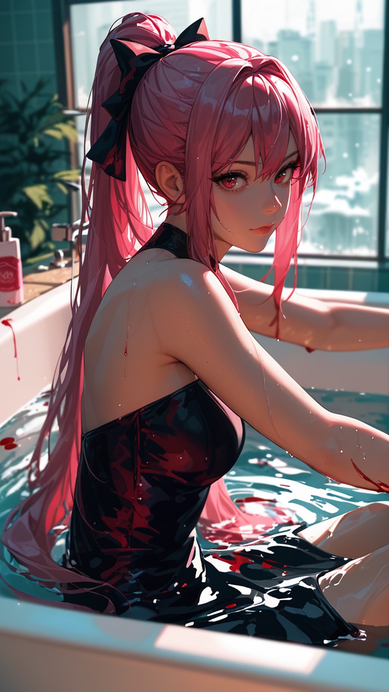 AI绘画StableDiffusion带信息样图（civitai.com网站精选）-浴缸中的少女