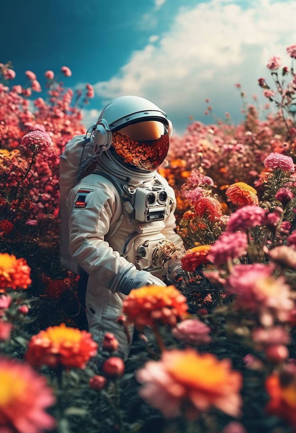 AI绘画StableDiffusion带信息样图（civitai.com网站精选）-花海中的宇航员