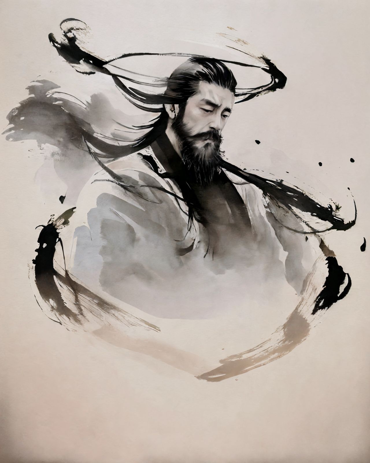 AI绘画StableDiffusion带信息样图（civitai.com网站精选）-中国水墨画男人