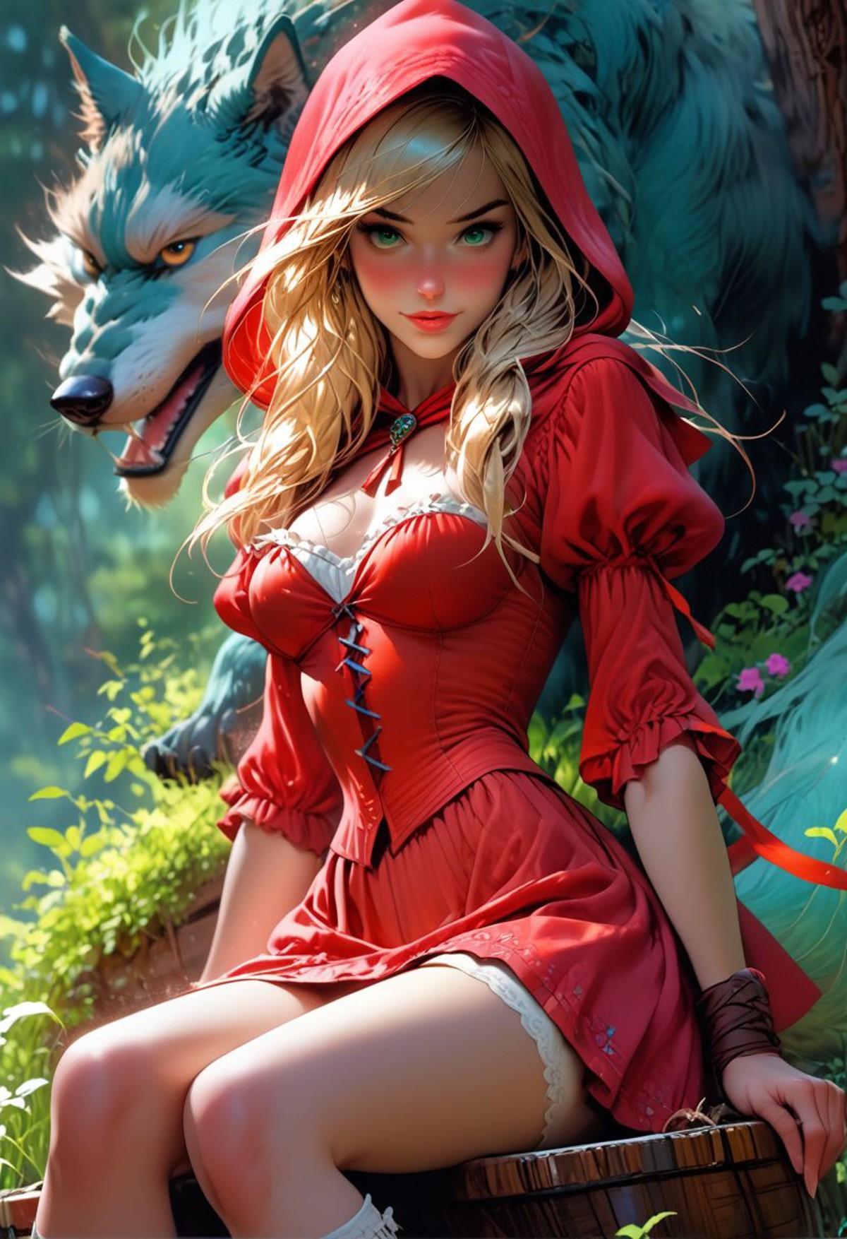 AI绘画StableDiffusion带信息样图（civitai.com网站精选）-小红帽与大灰狼