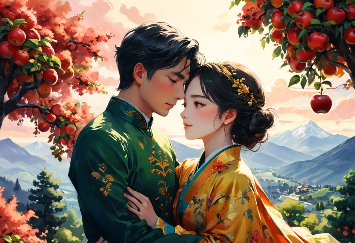 AI绘画StableDiffusion带信息样图（civitai.com网站精选）-苹果树下的古装情侣