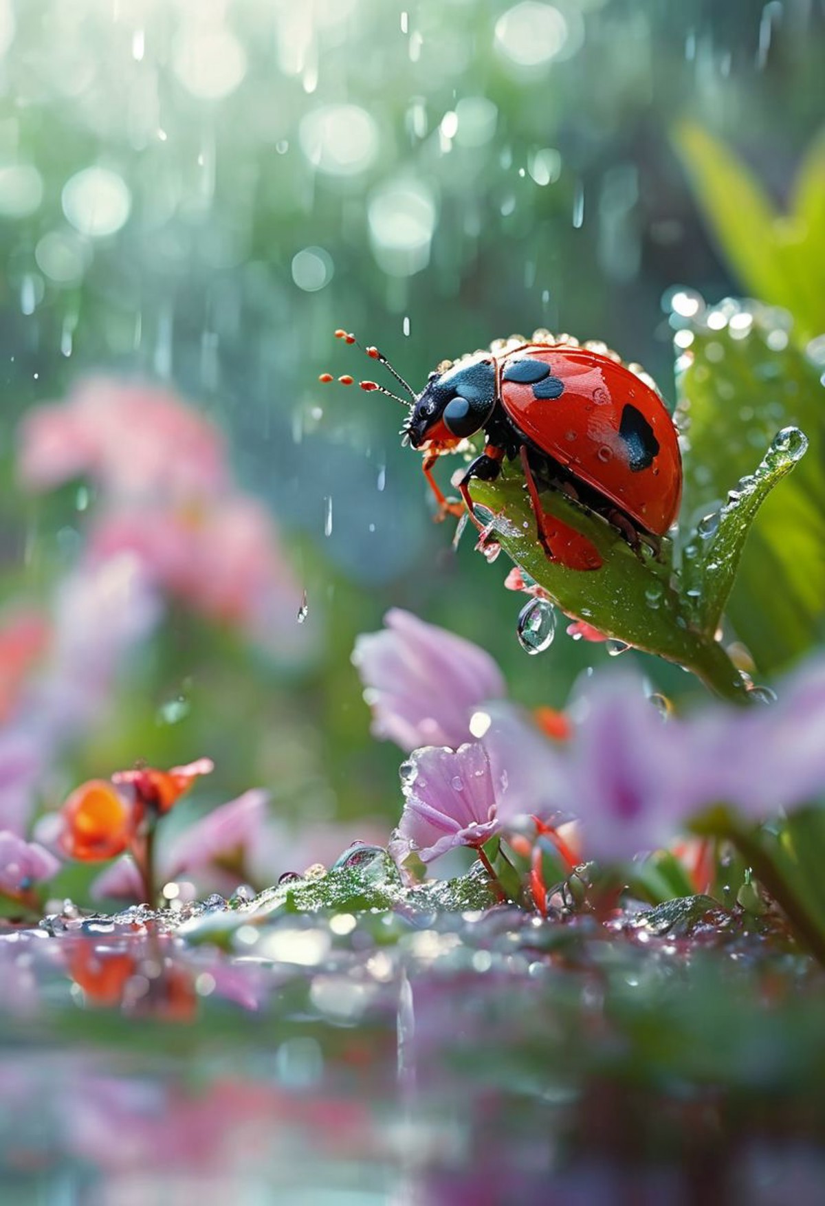 AI绘画StableDiffusion带信息样图（civitai.com网站精选）-雨中的七星瓢虫