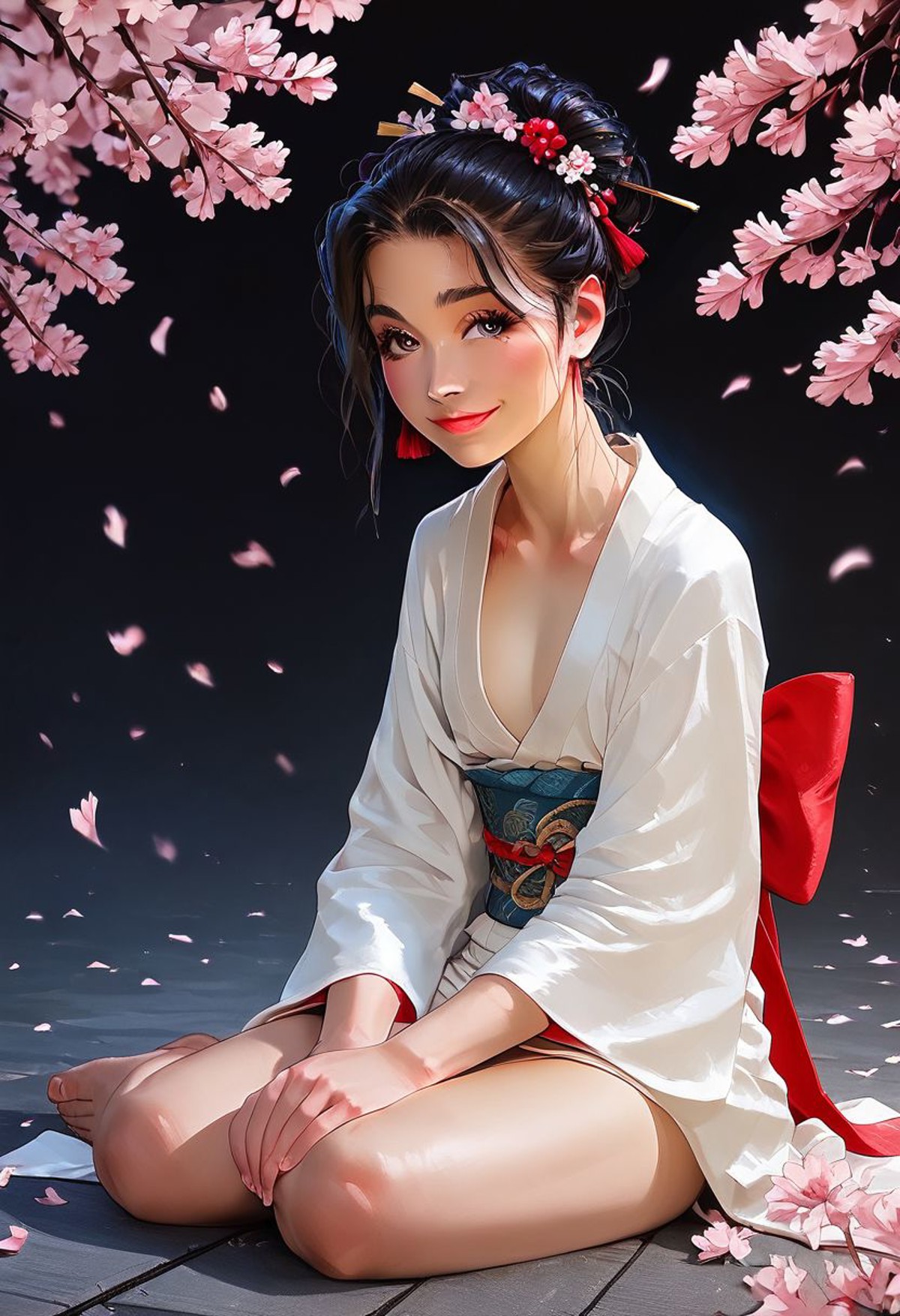 AI绘画StableDiffusion带信息样图（civitai.com网站精选）-樱花树下的和服少妇