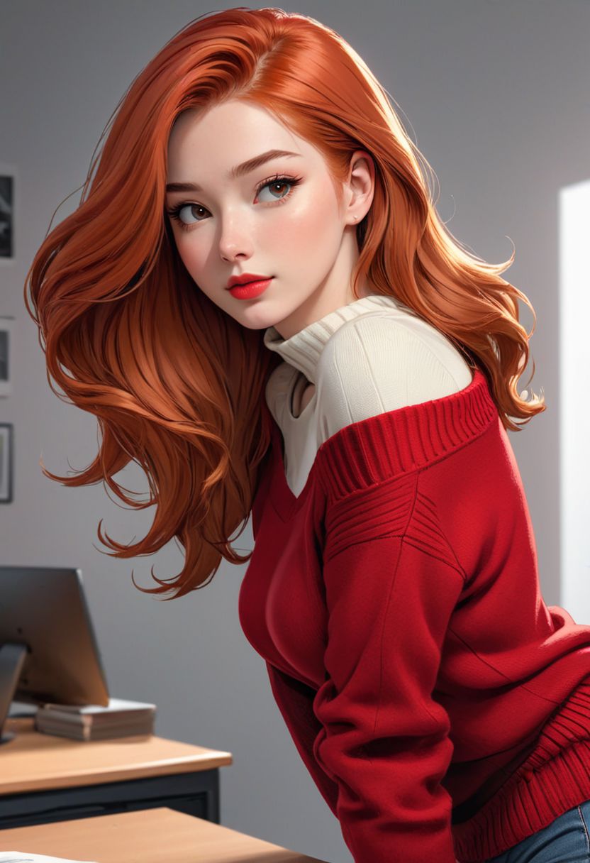 AI绘画StableDiffusion带信息样图（civitai.com网站精选）-红发红衣少女